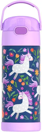 [836758] Bouteille d'eau FUNtainer® avec paille Thermos, 410 ml, Licorne