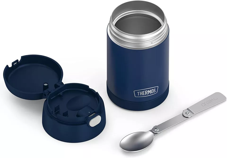 Thermos Stainless Steel FUNtainer® Food Jar with Folding Spoon, 470 ml, Navy Blue