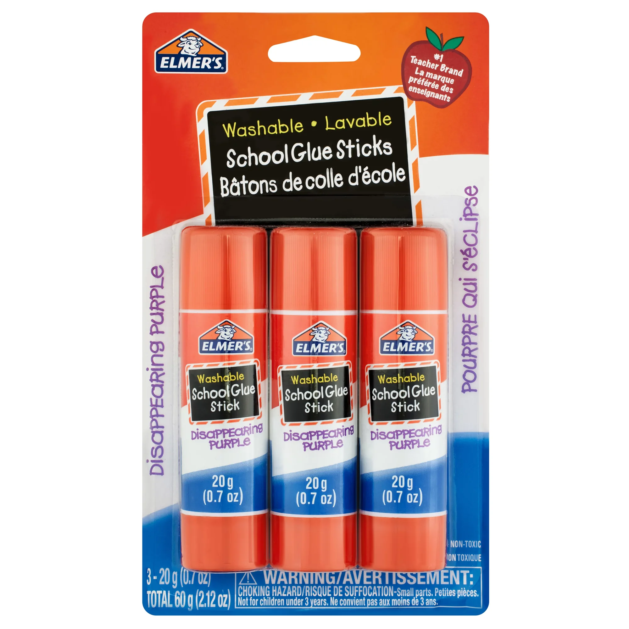 [834007] Colle pourpre en bâton Elmer’s 20 g chaque (paquet de 3)