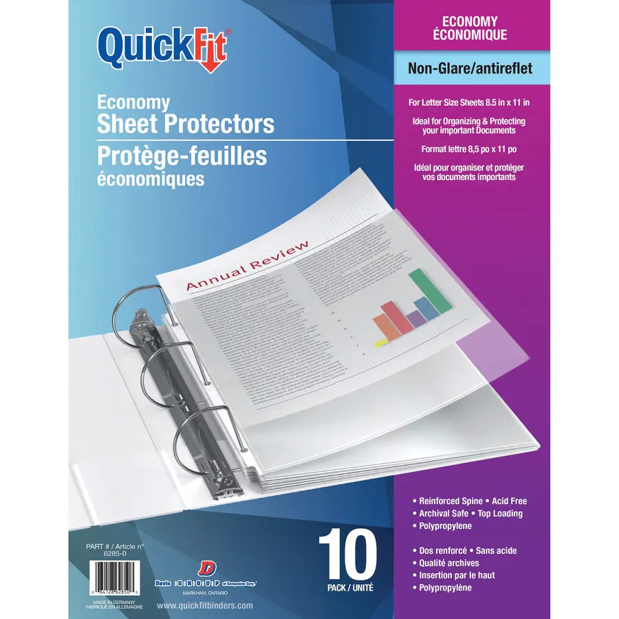 QuickFit Non-glare Economy Sheet Protectors (Pkg of 10)