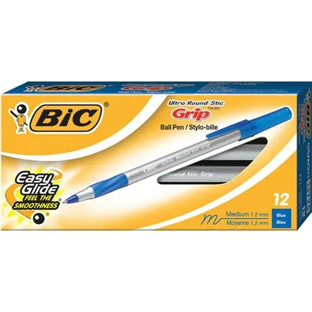 Stylos à bille Round Stic™ Grip, pte moyenne, Bleu (Bte de 12)