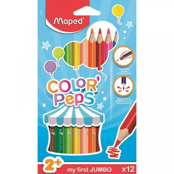 [MAP6] Maped Maxi-Jumbo Color'Peps triangular wooden colored pencils (Box of 12) 