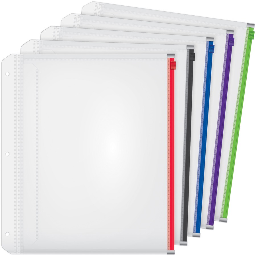 Cardinal® Zipper Binder Pockets, 3 holes (pack of 5)