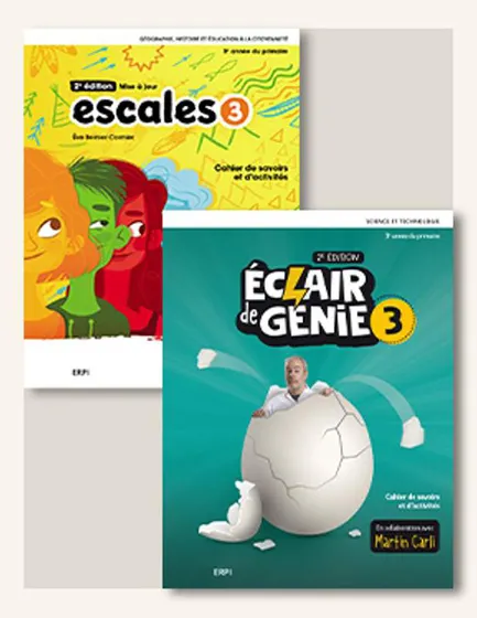 Combo des cahiers de savoirs et d'activités Éclair de génie et Escales 3e année, avec carte plastifiée et ensembles numériques - Élève (12 mois) (9782766155255)