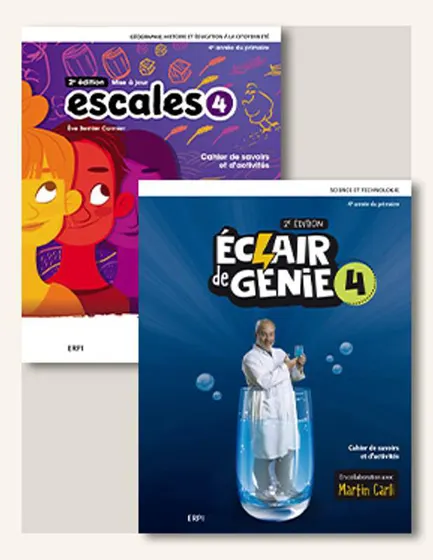 Combo des cahiers de savoirs et d'activités Éclair de génie et Escales, 4e année, avec carte plastifiée et ensembles numériques - Élève (12 mois) (9782766155262)