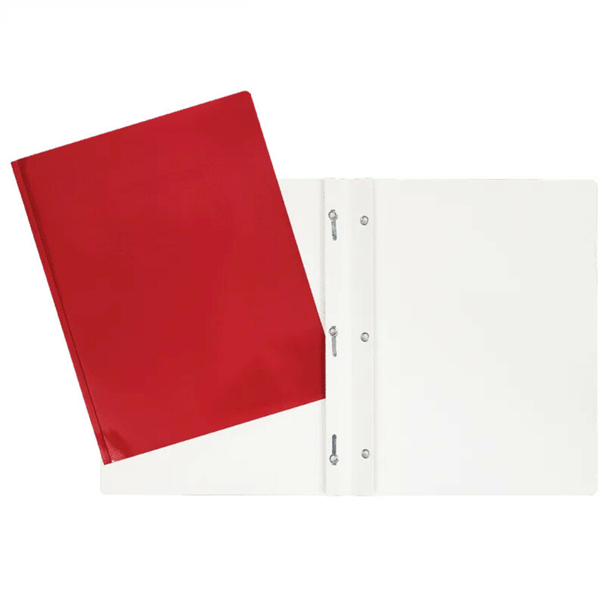 [100982] Duo-tang Carton Laminé, avec attaches (Rouge)