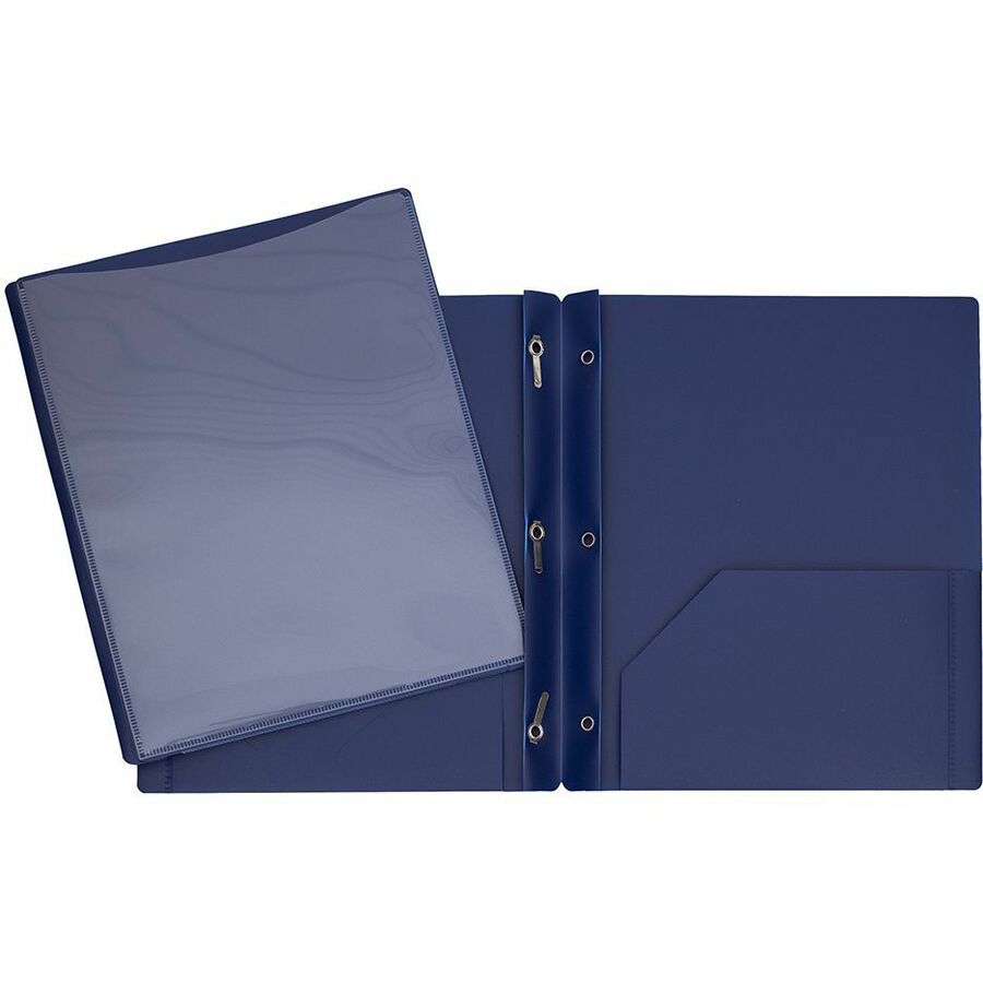 Duo-tang Plastique rigide avec attaches et pochettes avec pochette transparente à l'avant
