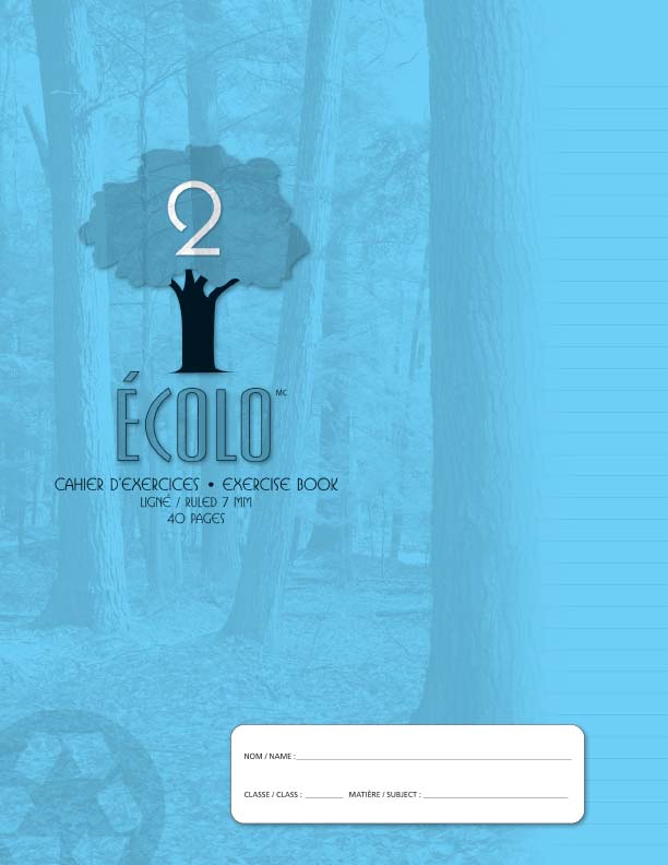 [EC2-40B-SOC] Cahier d'exercices Écolo #2, Ligné, 40 pages (40 pages blue)