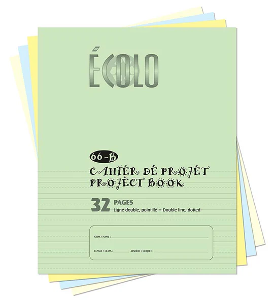 Ecolo Project Book #66B, 1/2 Interlined and Doted - 1/2 Blank, 32 pages