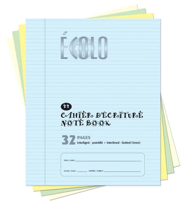 [EC44B] Ecolo Writing Book #44, Interlined and Dotted, 32 p. (Blue)