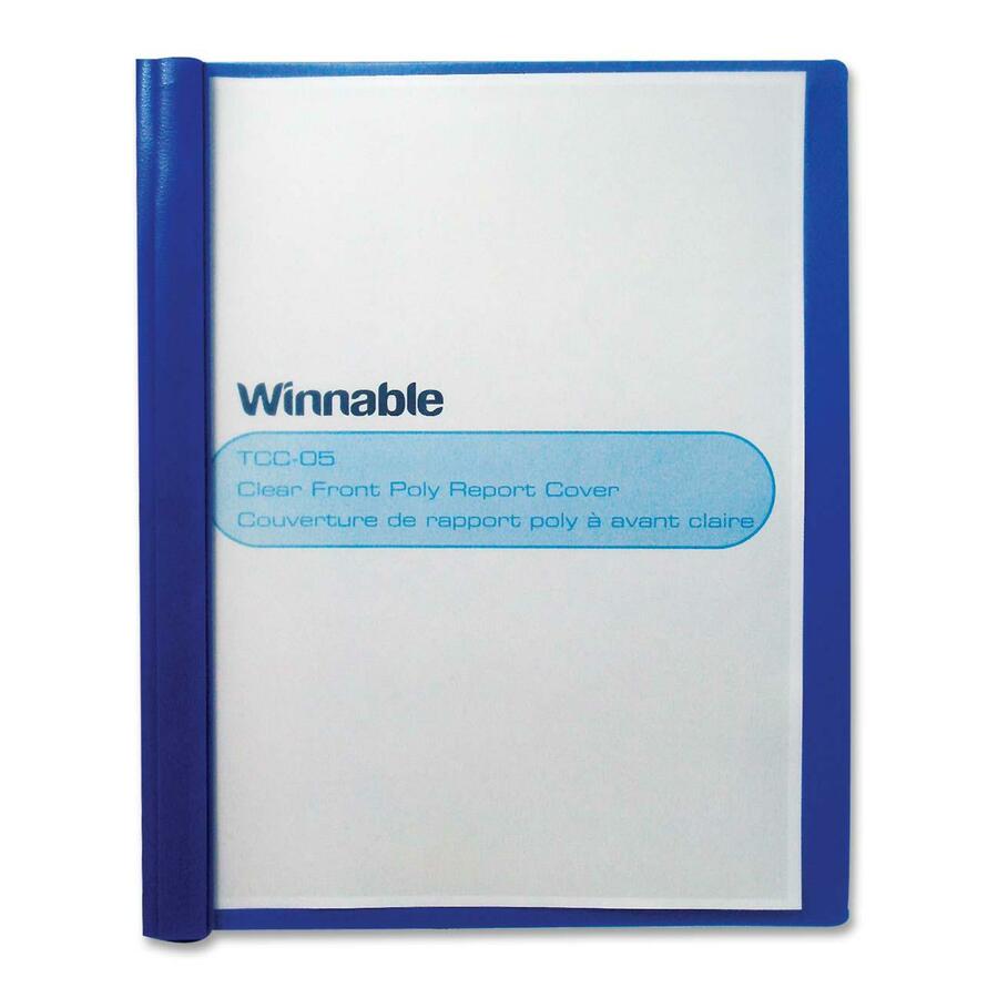 [717447] Couvertures de présentation Duo-Tang en plastique souple à attaches, devant transparent (Bleu)