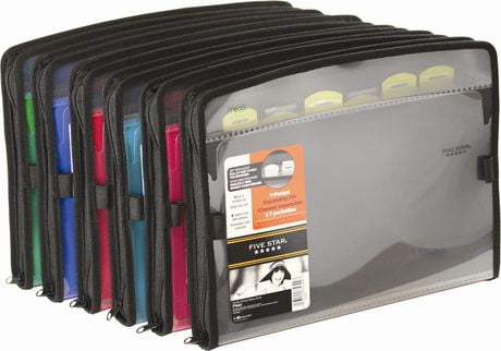 [210195] Chemise extensible à compartiments avec séparateurs et fermeture à glissière, 7 pochettes, couleurs assorties