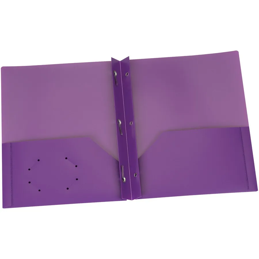 [1036839] Oxford Hard Plastic Duo-tang with fasteners and pockets, Purple