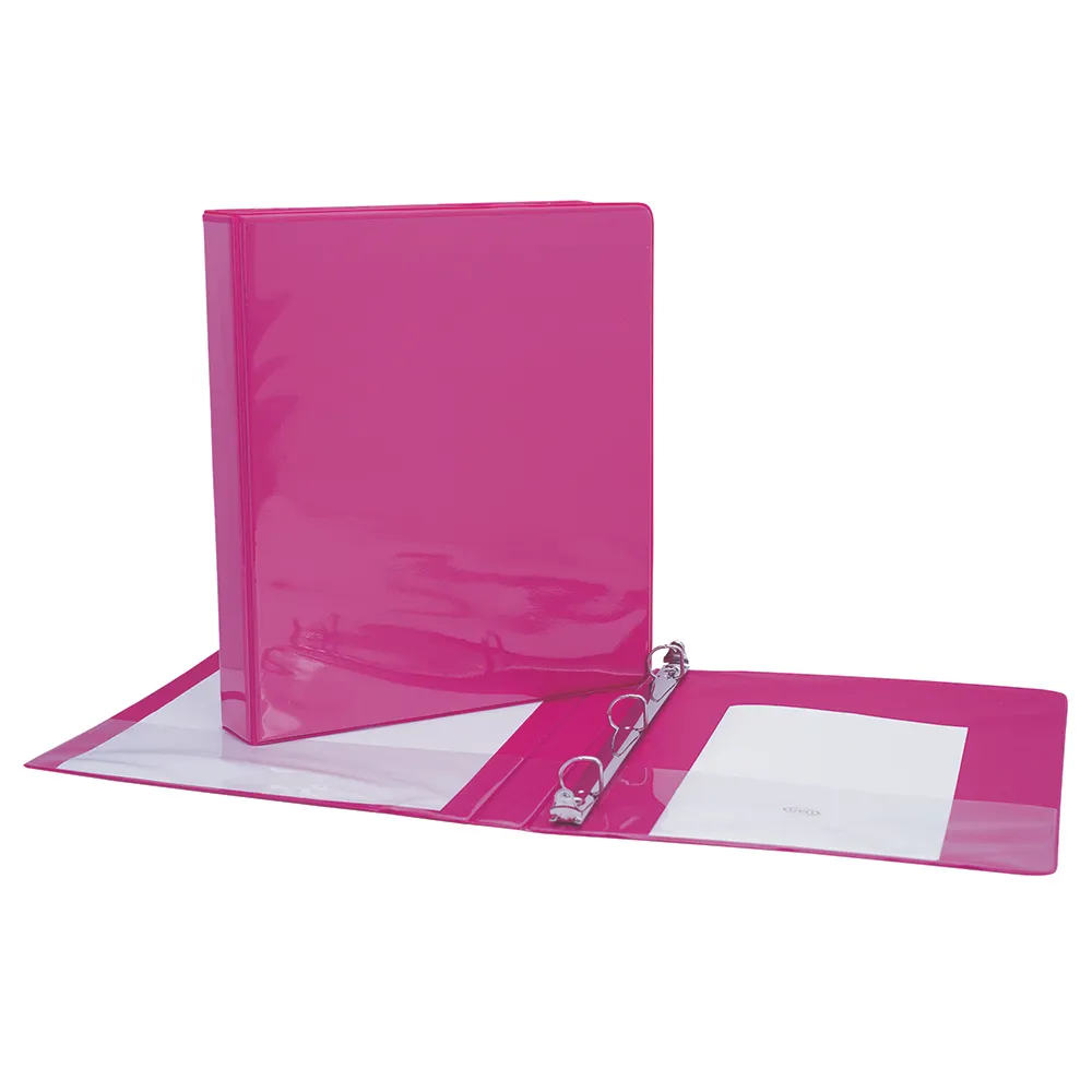 [AJ0098] Cartable avec pochettes int. et ext., Ann. en D, 1/2", Rose
