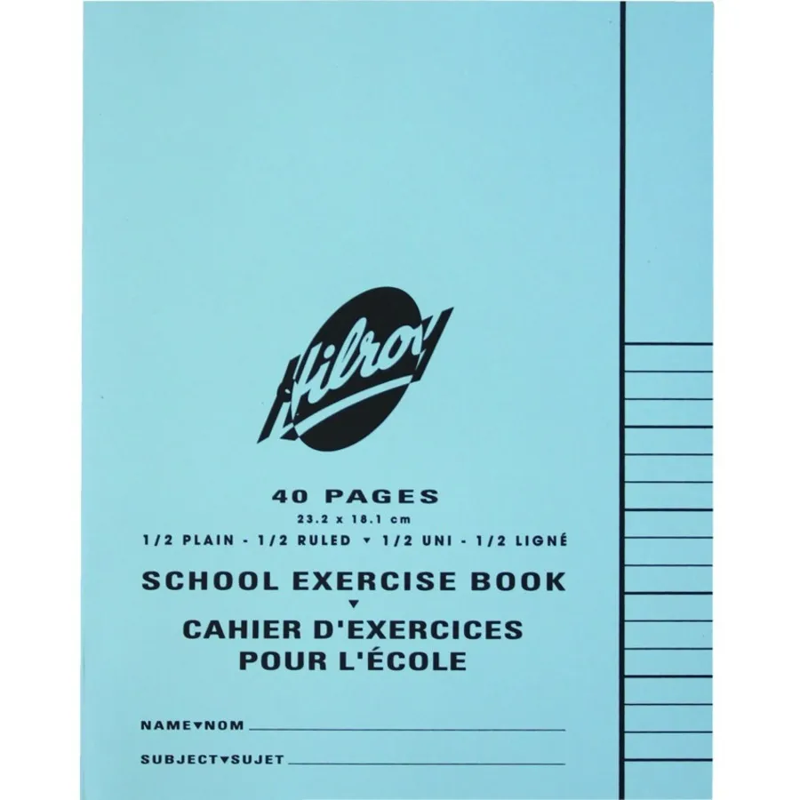 Hilroy Project Book #11935, Half Plain / Half Ruled, 40 Pages (Assorted Colors)